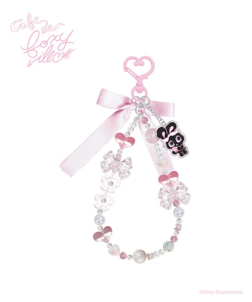 【foxy illustrations】ビーズチャーム_BLACK BUNNY
