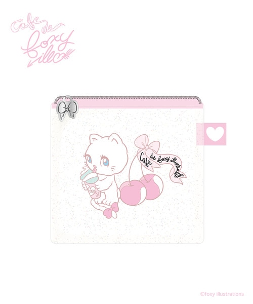 【foxy illustrations】フラットポーチ_white