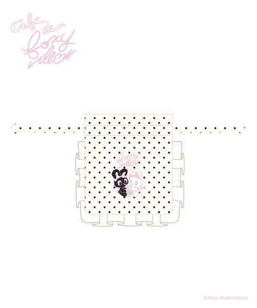 【foxy illustrations】ドット柄フリル巾着_white