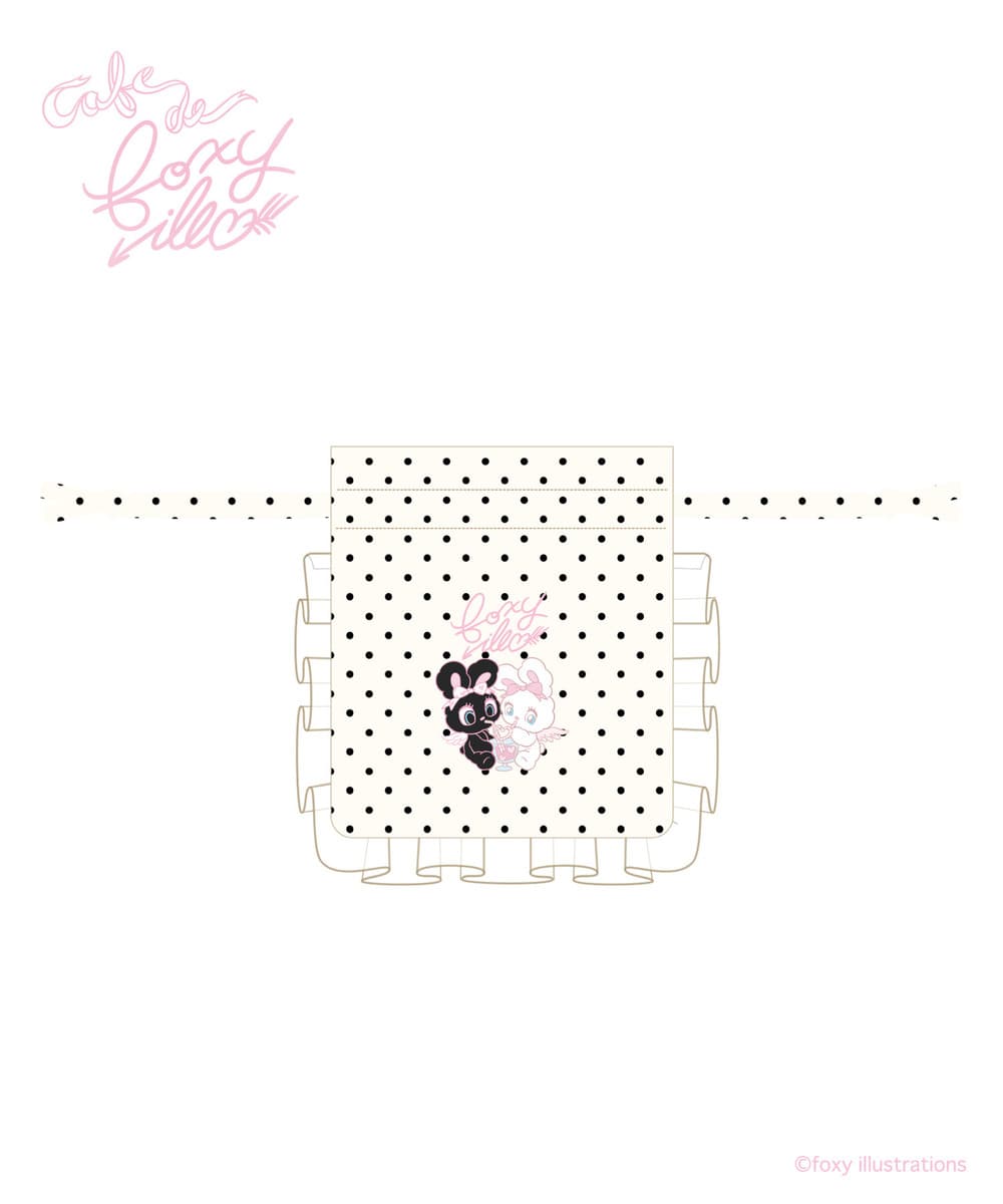 【foxy illustrations】ドット柄フリル巾着_white 詳細画像 - 1