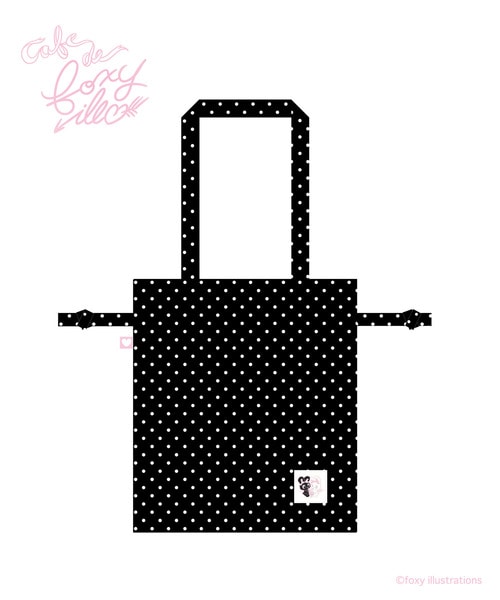 【foxy illustrations】ドット柄トートバッグ_black