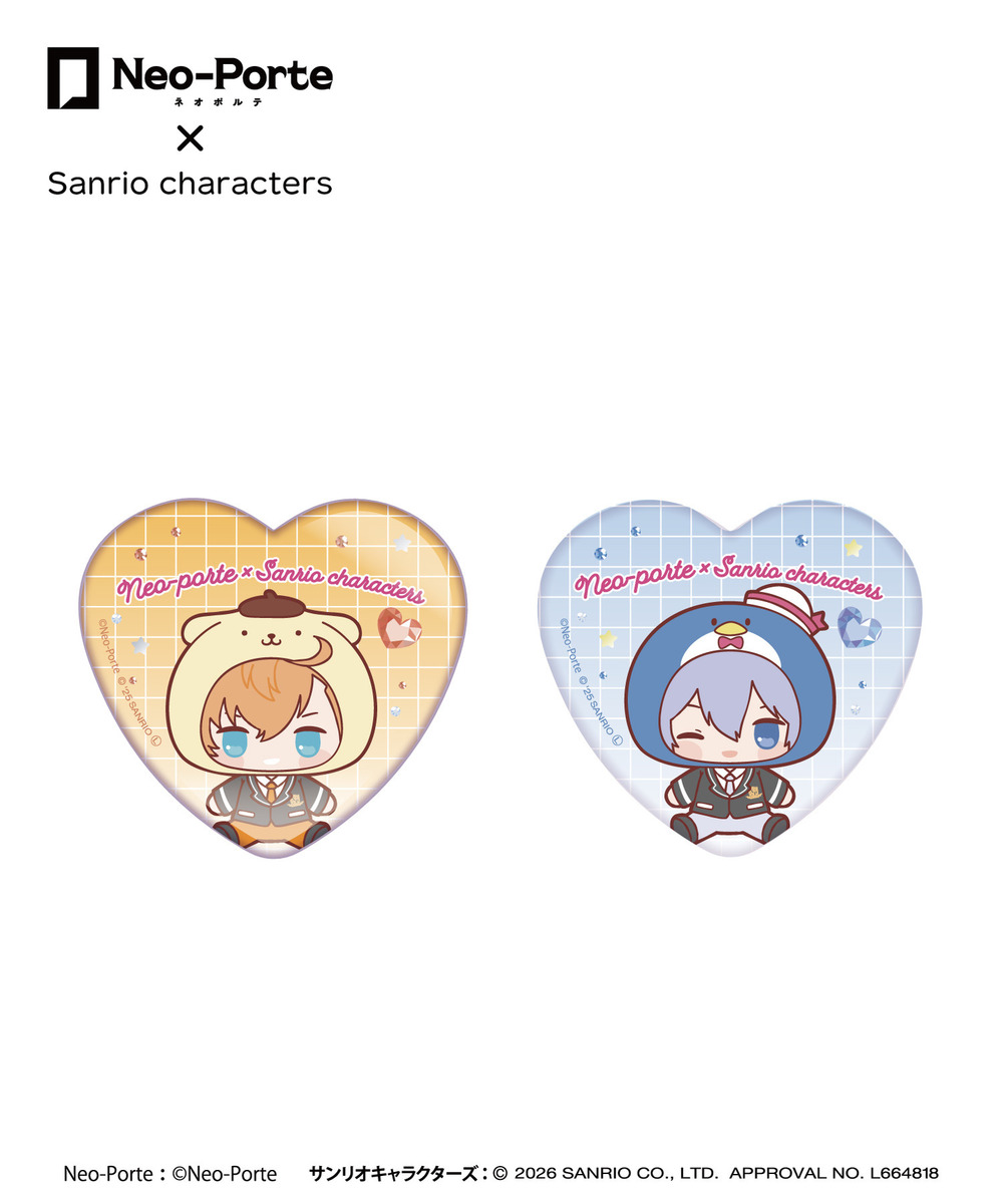 『Neo-Porte&times;Sanrio characters』トレーディングハート缶バッジ（全21種） 詳細画像 - 2