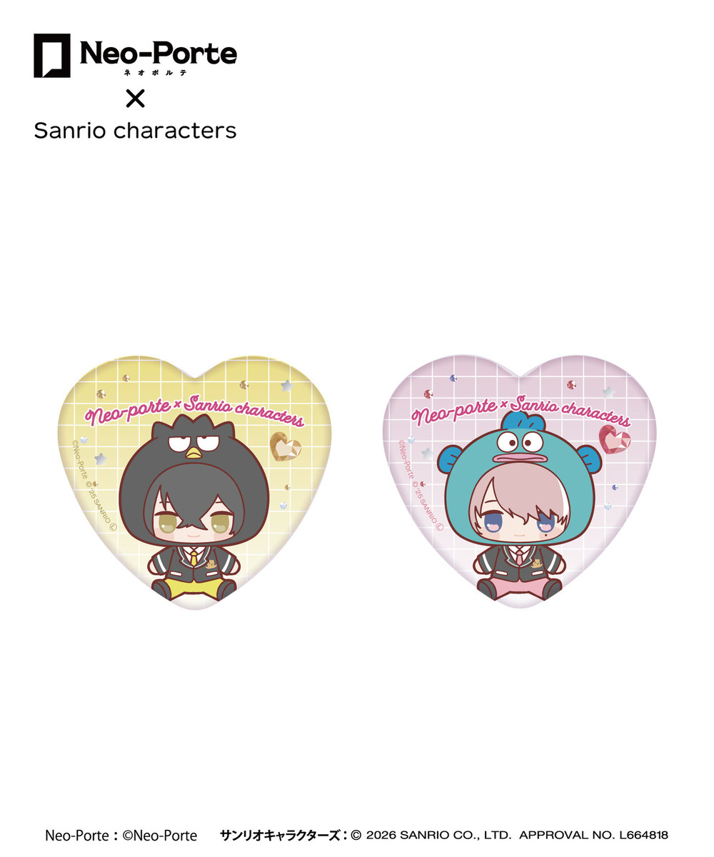 『Neo-Porte&times;Sanrio characters』トレーディングハート缶バッジ（全21種） 詳細画像 - 3