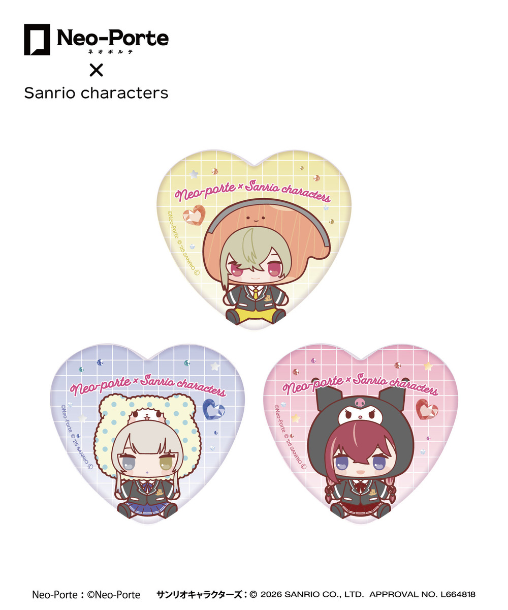『Neo-Porte&times;Sanrio characters』トレーディングハート缶バッジ（全21種） 詳細画像 - 6